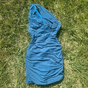 CIDER ONE-SHOULDER BLUE DRESS